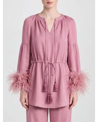 Valentino - Silk Blouse With Feathers - Lyst