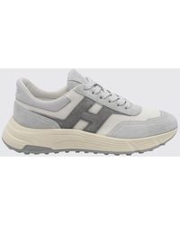 Hogan - Hyperlight Leather And Mesh Sneakers With Serrated Sole - Lyst