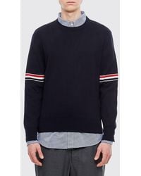 Thom Browne - Milano Stitch Crewneck Pullover With Distinctive Striped Accents - Lyst
