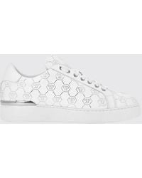 Philipp Plein - Leather Sneakers With Rhinestone Hexagon - Lyst