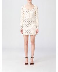 Alessandra Rich - Polka Dot Silk Long-Sleeve Sheath Mini Dress - Lyst