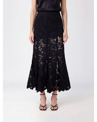 Self-Portrait - High-Waisted A-Line Lace Midi Skirt With Straight Hem - Lyst