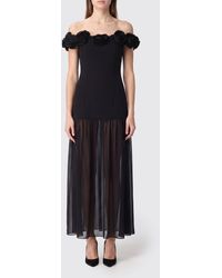 ROTATE BIRGER CHRISTENSEN - Strapless Crêpe Midi Evening Dress With Floral Appliqué - Lyst