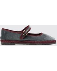 Flabelus - Georgina Bicolour Velvet Mary Jane Ballet Flats With Strap - Lyst