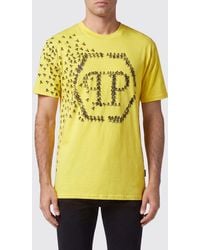 Philipp Plein - Cotton T-Shirt With Contrasting Hexagon Logo Print On The Chest - Lyst