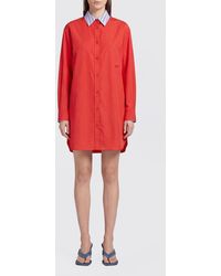 Loewe - Long-Sleeve Cotton Mini Chemisier Dress With Embroidered Logo - Lyst