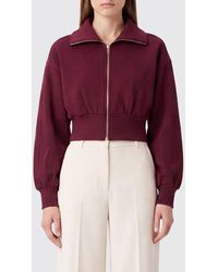 Twinset - Cropped Viscose Jersey Zip-Up Sweatshirt With Dropped Shoulders - Lyst