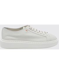 Santoni - Grainy Leather Sneakers - Lyst