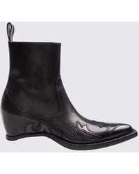 Maison Margiela - Smooth Leather Western Ankle Boots With Almond Toe And Sculptural Heel - Lyst