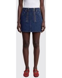 Marine Serre - Mini Denim Skirt With Monogram Print - Lyst
