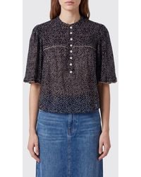 Isabel Marant - Douna Polka Dot Cotton Blouse With Short Sleeves - Lyst