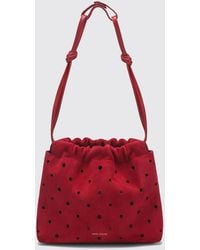 MANU Atelier - Romy Polka-Dot Suede Bucket Bag With Drawstring Closure - Lyst