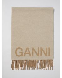 Ganni - Recycled Wool Scarf With Logo - Lyst