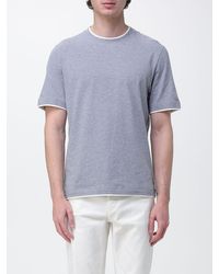 Brunello Cucinelli - Cotton Crew-Neck T-Shirt With Contrasts - Lyst