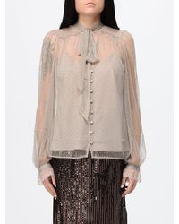 Twinset - Point D'Esprit Tulle Shirt With Pussy-Bow Collar And Long Sleeves - Lyst