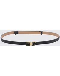 Elisabetta Franchi - Calf Leather Belt With Enameled Monogram Buckle - Lyst