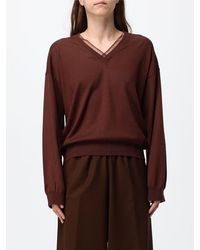 Fabiana Filippi - V-Neck Wool And Cotton Blend Long-Sleeved Jumper - Lyst