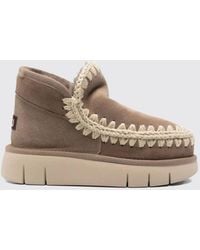 Mou - Eskimo Bounce Suede Ankle Boots With Embroidery And Crochet Stitching - Lyst