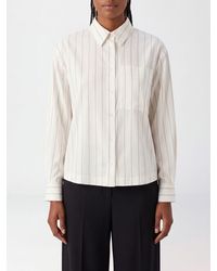 Peserico - Striped Silk-Blend Shirt With Classic Collar And Patch Pockets - Lyst