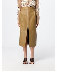 KHAITE - Mid-Rise Leather Midi Pencil Skirt With Front Slit - Lyst