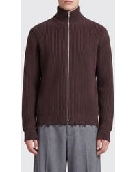 MM6 by Maison Margiela - Cotton Turtleneck Cardigan With Frayed Hem - Lyst