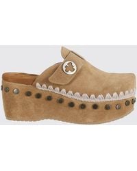 Mou - Plain Suede Clogs With Studs - Lyst