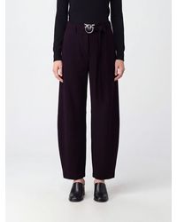 Pinko - New Lexy High-Waisted Baggy Trousers With Logo Belt - Lyst