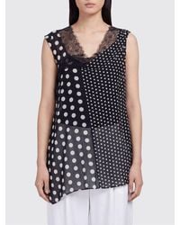 Junya Watanabe - Asymmetric Polka Dot Polyester Top With Lace Inserts - Lyst
