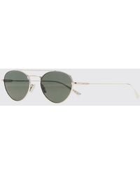 Saint Laurent - Aviator Metal Sunglasses With Double Bridge And Lettering Logo - Lyst