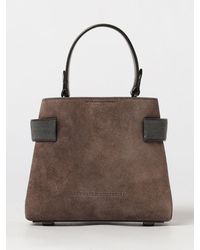 Brunello Cucinelli - Small Suede Handbag With Monili Embellishment - Lyst