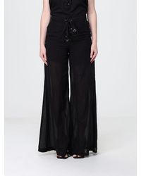 Pinko - High-Waisted Wide-Leg Cotton Palazzo Pants With Drawstring - Lyst