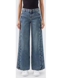 Stella McCartney - Vaqueros Wide-Leg De Denim De Algodón Con Cintas Trenzadas - Lyst