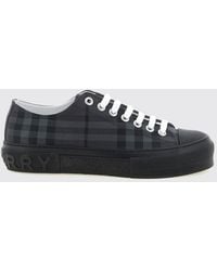 Burberry - Check Pattern Nylon Low-Top Sneakers With Rubber Toe Cap - Lyst