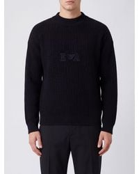 Emporio Armani - Cotton Blend Crewneck Jumper With Tone-On-Tone Logo - Lyst