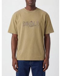 Drole de Monsieur - Cotton Crewneck T-Shirt With A Contrasting Front Logo Print - Lyst