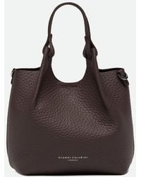 Gianni Chiarini - Dua Mini Hammered Leather Handbag With Double Handle - Lyst