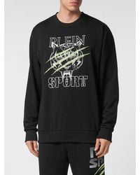 Philipp Plein - Cotton Crewneck Sweatshirt With Graphic Print And Dropped Shoulders - Lyst