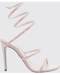 Rene Caovilla - Rhinestone-Embellished Satin Sandals With Spiral Strap - Lyst