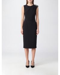 Pinko - Sleeveless Crêpe Midi Sheath Dress With Rhinestones - Lyst