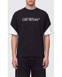 Off-White c/o Virgil Abloh - Cotton T-Shirt With Contrast Logo And Dropped Shoulders - Lyst