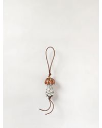 Loewe - Mushroom Bicolor Woven Calfskin Leather Keychain With Monogram - Lyst