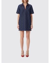Valentino Garavani - Short-Sleeved Cotton Chemisier Mini Dress - Lyst