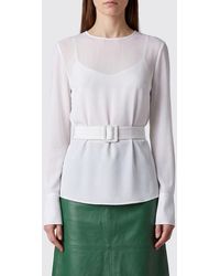 P.A.R.O.S.H. - P.A.R.O.S.H. Long-Sleeved Silk Blouse With Adjustable Waist Belt - Lyst