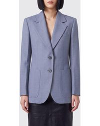 Victoria Beckham - Short Double-Breasted Virgin Wool Blazer With Peak Lapels - Lyst