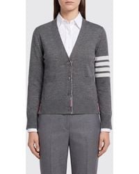 Thom Browne - Cárdigan Slim Fit De Lana Virgen Con Cuello De Pico Y Logo 4-Bar - Lyst