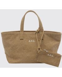 A.P.C. - Le Drummer Cotton Canvas Handbag With Embroidered Logo And Zip Closure - Lyst