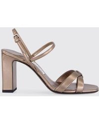 Jimmy Choo - Elsy Laminated Nappa Leather Sandals With High Block Heel - Lyst