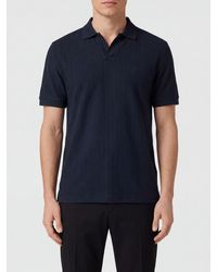 BOSS - Short-Sleeved Cotton Johnny Collar Polo Shirt - Lyst