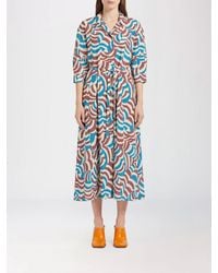 Marni - Wave Print Short-Sleeved Cotton Midi Shirt Dress - Lyst