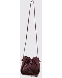 forte_forte - Woven Leather Mini Bucket Bag With Drawstring Closure - Lyst